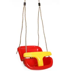 Red Plastic Baby and Toddler Swing Seat with Hanging Ropes