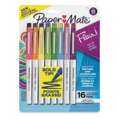 Paper Mate Flair Bold Pens - Set of 16
