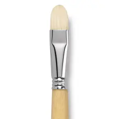 Escoda Clasico Chungking White Bristle Brush - Short Filbert, Long Handle, Size 18