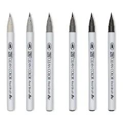 Kuretake Zig Clean Color Real Brush Pens - Cool Gray, Set of 6