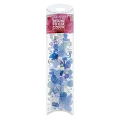 John Bead Czech Glass Bead Mix - Blue Washed, 100 g