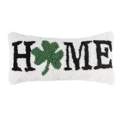 St. Patrick's Day 3 Leaf Clover Shamrock "Home" Small/Petite Accent Pillow, 6" x 12"