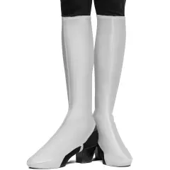 White Costume Boot Covers - Groovy Disco White Fabric 70s Hippie Fake Boots for Women and Girls Costumes