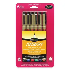 Sakura Pigma Brush Marker - Set of 6, Assorted