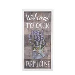 9.5" x 1" x 18.75" Lavender Welcome To Our Farmhouse Spring Wall Art Decor