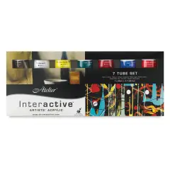 Chroma Atelier Interactive Artists' Acrylic Paints - Set of 7, Assorted Colors, 80 ml Tubes