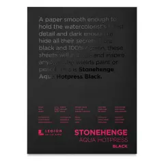 Legion Stonehenge Aqua Black Watercolor Paper Pad - 9" x 12", Hot Press, 15 Sheets