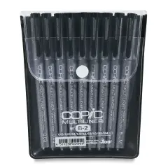 Copic Multiliner Pens - B-2, Black, Assorted Nibs, Set of 9