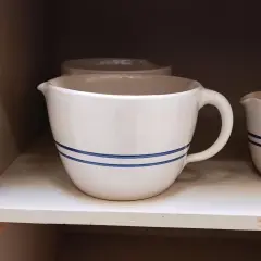 Martinez Pottery Heritage Blue Stripe Stoneware Batter Bowl Handmade 12 Cup