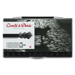 Cont&eacute; &agrave; Paris Sketching Pastel Carr&eacute;s - Black, 2B, Pkg of 12