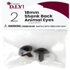 CousinDIY Shank Back Animal Eyes 18mm 2/Pkg-Brown