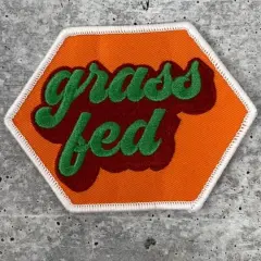 Patch Party Club &ldquo;Grassfed&rdquo; Iron-On Embroidered Patch, Size 3&rdquo;
