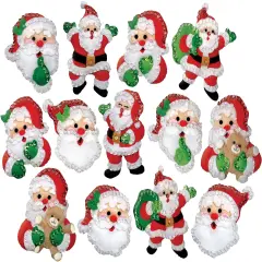Design Works Felt Ornament Applique Kit Set Of 13-Joyful Santa