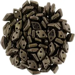 CzechMates Diamond 6.5 x 4mm Czech Glass Two Hole Bead, Dk Bronze
