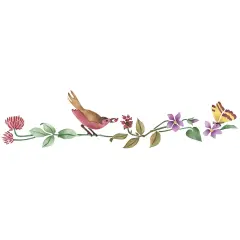 Bird, Butterfly and Clover Wall Stencil | 3022 Designer Stencils | Floral Stencils | Reusable Art Craft Stencils for Painting on Walls, Canvas, Wood | Reusable Plastic Paint Stencil for Home Makeover | Easy to Use & Clean Art Stencil