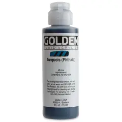 Golden Fluid Acrylics - Turquoise (Phthalo), 4 oz bottle