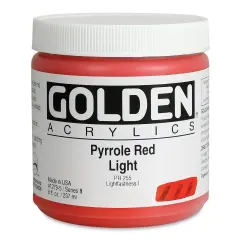 Golden Heavy Body Artist Acrylics - Pyrrole Red Light, 8 oz Jar