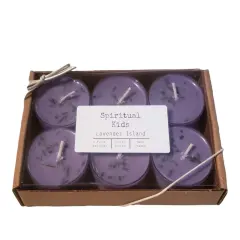 Lavender Island All Natural Soy Wax Tealights 6 Count Hand Poured with Fragrant/Essential Oils and Dried Lavender