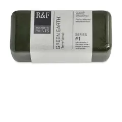 R&F Encaustic Paint Block - Green Earth, 104 ml block