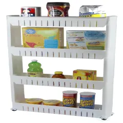 Slim Storage Cabinet Organizer 4 Shelf Rolling Pull Out Cart Rack Tower with Wheels