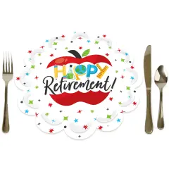 Big Dot of Happiness Teacher Retirement - Happy Retirement Party Round Table Decorations - Paper Chargers - Place Setting For 12