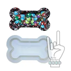 UV Safe Large Dog Bone Tag Shaker with Swimmers Badge Reel or Phone Grip Shaker Silicone Mold for Epoxy and UV Resin Art