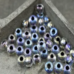 50G Black Lined Crystal AB Czech 2/0 Seed Beads