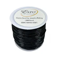 Elastic Stretch String Cord for Jewelry Making 1.0mm, in 100m Spool Black