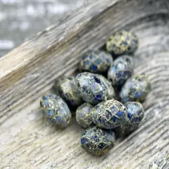 *6* 12x8mm Gold Washed Green Cobalt Fire Polished Faceted Oval Beads