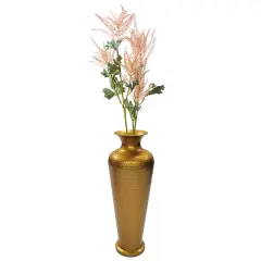 Decorative Modern Gold Metal Hammered Floor Vase - Elegant 23-Inch-Tall Trumpet Shape for Entryway, Living Room, or Dining Room Perfect for Home Decor, Interior Design, Flower Arrangement Display