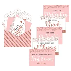 Big Dot of Happiness Rose Gold Grad - High School or College Grad Cards Gift Box Kit - Open When Letters - Set of 8