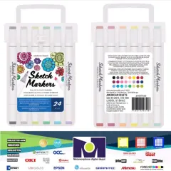 American Crafts - Sketch Markers Collection - Dual Tip - Chisel and Fine Point - 24 Color Pack 34007550