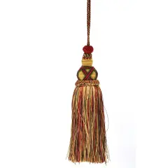 Belagio Tassel, 7&rdquo; Length with 5.5&rdquo; Cord, Milante Collection, Taupe/Wine