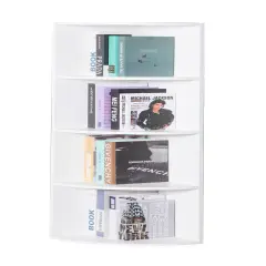 Durable 4-Tier Wooden Corner Bookshelf, Perfect for Tiny Home, Office Space, Living Room, Shelves for Bedroom, Classroom, and Library Shelving Needs White