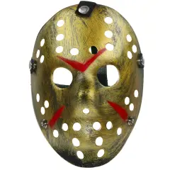 Horror Hockey Costume Mask - Realistic Killer Costume Gold Mask Toys for Adults and Kids