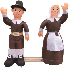 4' Air Blown Inflatable Thanksgiving Pilgrim Amish Man & Woman Y819_Y818