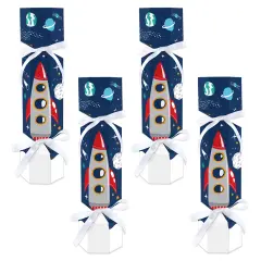 Big Dot of Happiness Blast Off to Outer Space - No Snap Rocket Ship Baby Shower or Birthday Party Table Favors - DIY Cracker Boxes - Set of 12