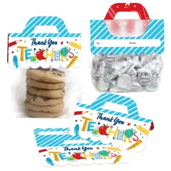 Big Dot of Happiness Thank You Teachers - DIY Teacher Appreciation Clear Goodie Favor Bag Labels - Candy Bags with Toppers - Set of 24