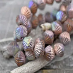 *15* 11mm Copper AB Washed Etched Crystal Tribal Bicone Beads