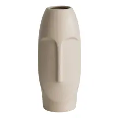 9.5" H Decorative Ceramic Abstract Face Modern Statue Sculpture Flower Centerpiece Vase Bone White