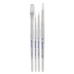 Silver Brush Silverwhite Soft Synthetic Brushes - Detail Set, Set of 4, Short Handle