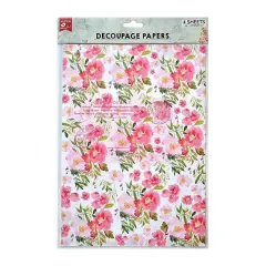 Little Birdie Decoupage Paper A4 4/Pkg-Blossoming Elegance