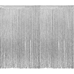 5 Yards of 18" Metallic Chainette Fringe Trim | 5 yard cut Metallic Silver