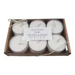 Sea Salt & Orchid Natural Soy Wax Tealights 6 Count Hand Poured with Fragrant/Essential Oils! | Floral Tealights | Birthday Gift | Christmas Gift | Wedding Favors |