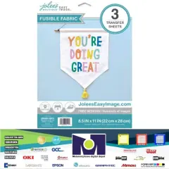 Jolee's Easy Image FUSIBLE FABRIC TRANSFER Light 3 Sh SHIMMER 8.5"x11" 56400035 Made in USA