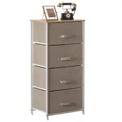 Sand Beige Bins and White Frame Storage Night Chest and Storage Chest Beige 7 Drawer