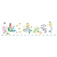 Mermaids Wall Stencil | 2592 by Designer Stencils | Reusable Art Craft Stencils for Painting on Walls, Canvas, Wood | Reusable Plastic Paint Stencil for Home Makeover | Easy to Use & Clean Art Stencil