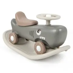 Plastic Convertible Rocking Horse & Sliding Car with Detachable Balance Board Dark Grey