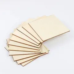 50 Pieces Unfinished Wood Pieces 4x4 Inch Square Blank Wooden,Wooden Cutouts for Crafts,Squares Cutout Tiles Unfinished Wood Cup Coasters Natural Slices Wooden Square Cutouts for Ornaments HomeDecoration