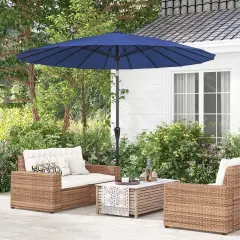 9 Feet Round Patio Umbrella With 18 Fiberglass Ribs Navy
